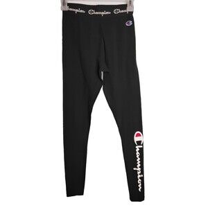 Champion Women's Black 7/8 Script Logo Authentic Leggings Pants Size XS